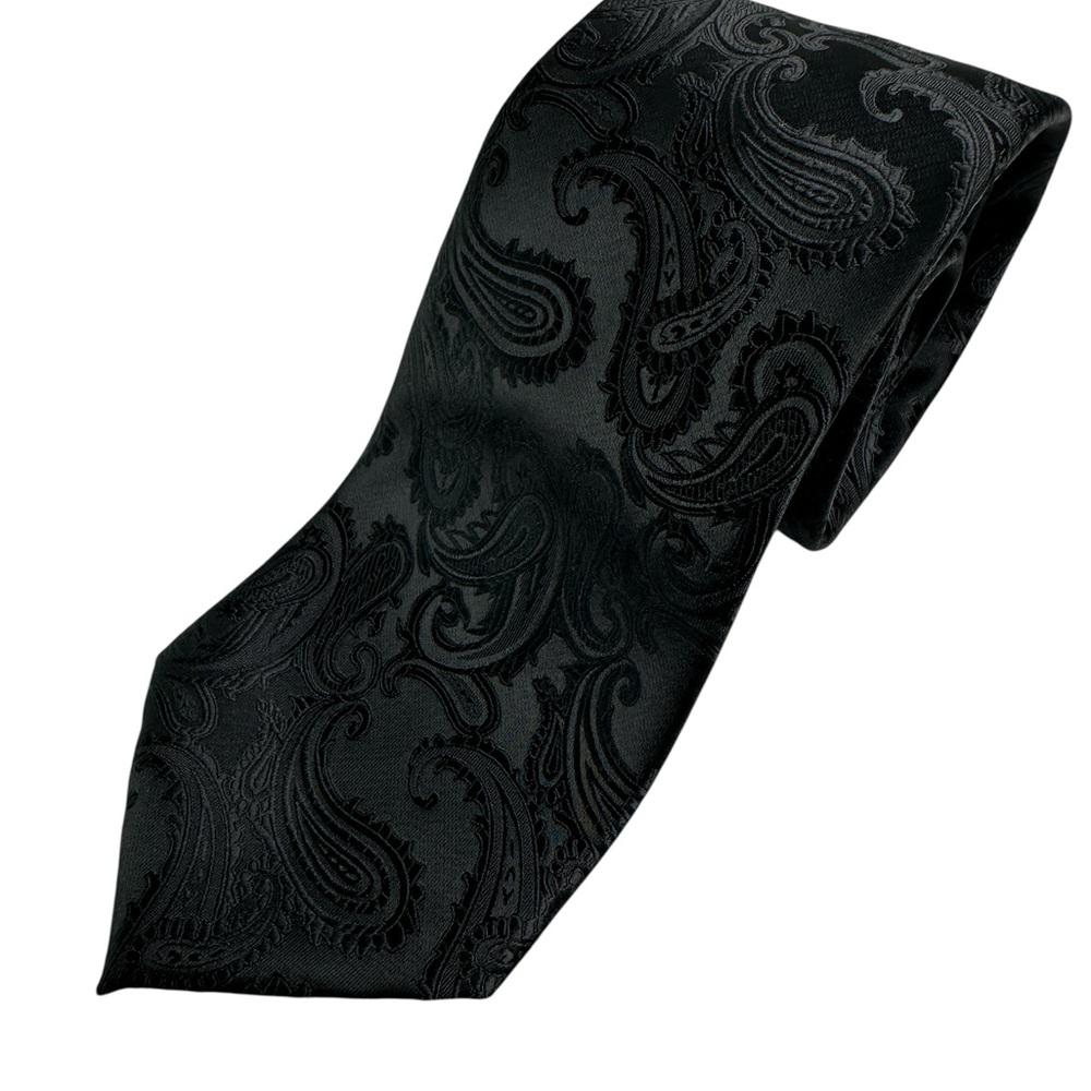 Brand Q Black Designer PAISLEY Men’s Tie 100% microfiber formal wear wedding